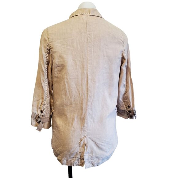 Anthropology Marrakech Beige Linen Chic Jacket Blazer 3/4 Sleeves Size Small - Picture 4 of 9
